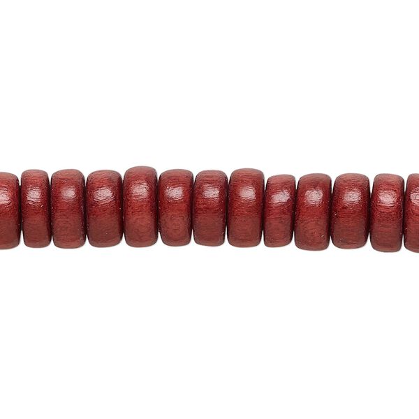 Bead 1pkg1, Taiwanese cheesewood (dyed / waxed), rust brown, 8x4mm rondelle, 15-1/2 to 16 inches. image number 0