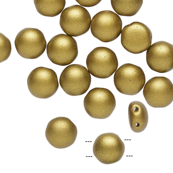 Bead, Preciosa Candy™, Czech pressed glass, opaque satin bronze, 8mm candy with (2) 0.8-0.9mm holes. Sold per pkg of 20. image number 0