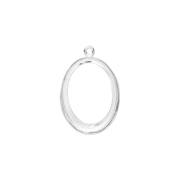 Drop, fine silver, 19x14mm oval with 18x13mm oval bezel setting. Sold individually. image number 0