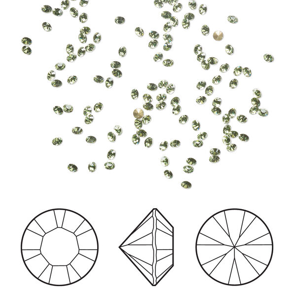 Chaton 12pk peridot foil back, Crystal Passions® Regenerated 1.5-1.6mm round PP9 1028 image number 0