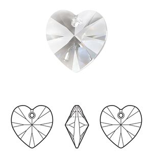 Drop 72pk crystal, Swarovski® 18mm pendant heart 6228