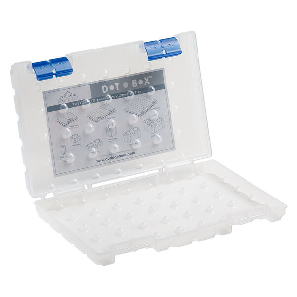 Organizer, Dot Box™, plastic, clear and blue, 11 x 7-1/2 x 1-1/2 inches. Sold individually. image number 1