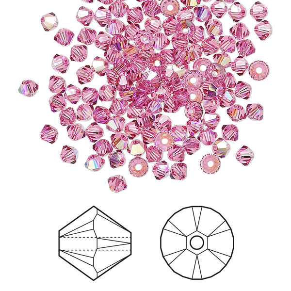 Bead 144pk rose AB, Crystal Passions® 3mm bicone 5328 image number 0