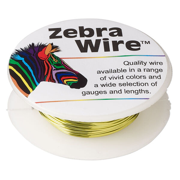 Wire, Zebra Wire™, color-coated copper, light lime, round, 24 gauge. Sold per 20-yard spool. image number 0
