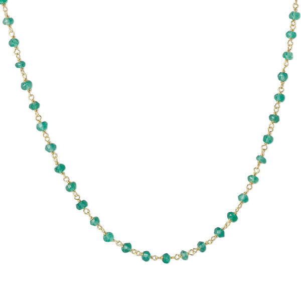 Necklace, green onyx (dyed) and gold-finished sterling silver, 3.5-4mm hand-cut faceted rondelle, 18 inches with S-hook clasp. Sold individually. image number 0
