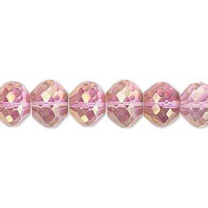 Quartz crystal 1pkg10, AB hand-cut faceted rondelle bead 10x8mm