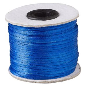 Cord, Satinique™, satin, royal blue, 1mm. Sold per 200-foot spool.