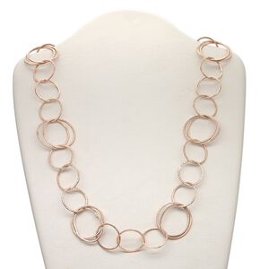 Chain, copper, 31mm brushed round cable, 36 inches with hook clasp. Sold individually.