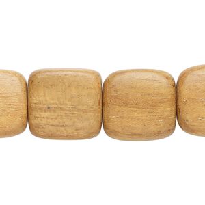 Bead, nangka wood (waxed), 16mm flat square. Sold per 15-1/2" to 16" strand.