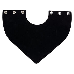 Display, necklace, plastic / velveteen / steel, black, 5 x 7-1/2 x 8-1/4 inch assembled cone with snap closure. Sold individually.