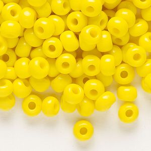 Seed bead, Preciosa Ornela, glass, opaque lemon yellow, #2 rocaille. Sold per 50-gram pkg.