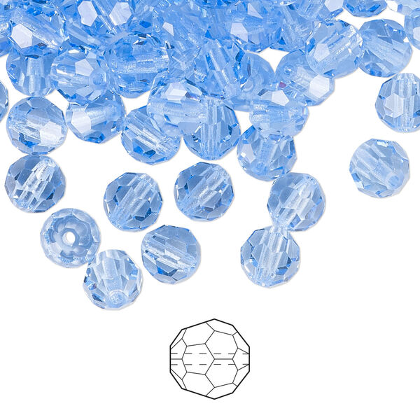 Bead 144pk light sapphire, Preciosa Czech crystal 6mm round image number 0