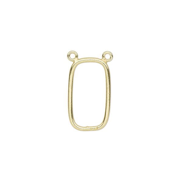 Connector, gold-plated sterling silver, 18x10mm open rectangle with 2 loops. Sold individually. image number 0