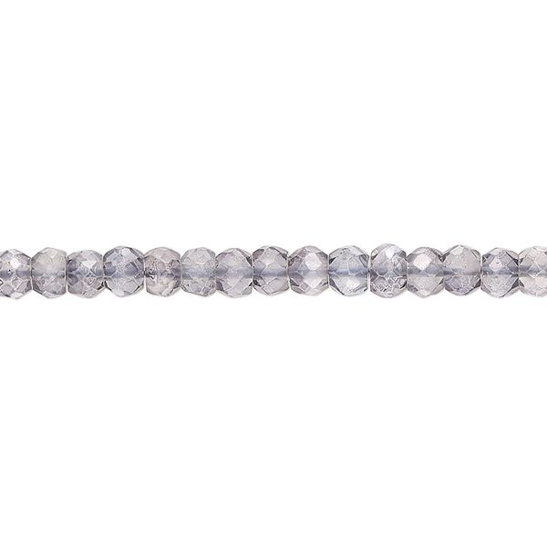 Quartz crystal 1pkg1, hand-cut faceted rondelle bead 13 inch 3x2mm-4x3mm image number 0