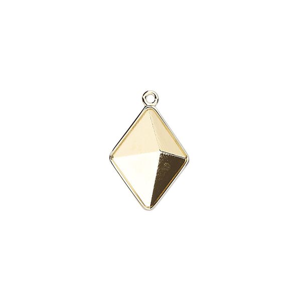 Drop, Almost Instant Jewelry®, gold-plated brass, 16x12mm with 14x10.5mm tilted spike setting (4929/C). Sold individually. image number 0