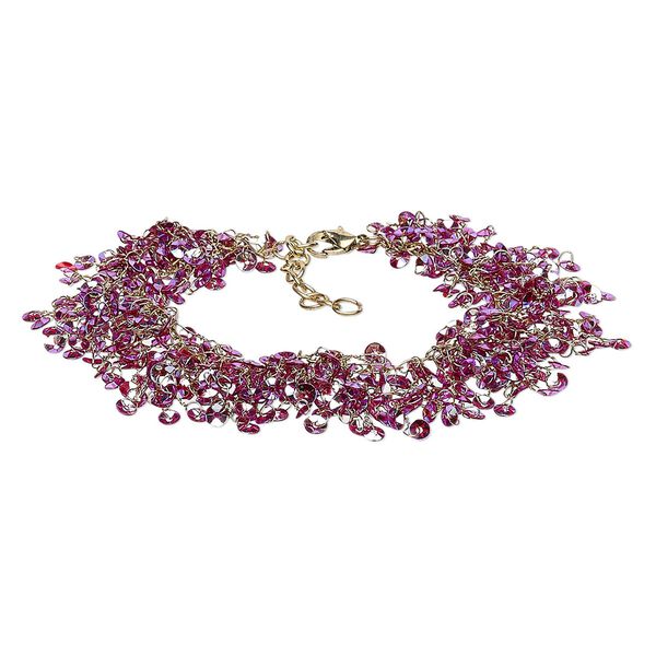 Bracelet, acrylic sequin with gold-finished brass and steel, light purple AB, 20mm wide with 4mm round, 7-1/2 inches with 1-1/2 inch extender chain and lobster claw clasp. Sold individually. image number 0