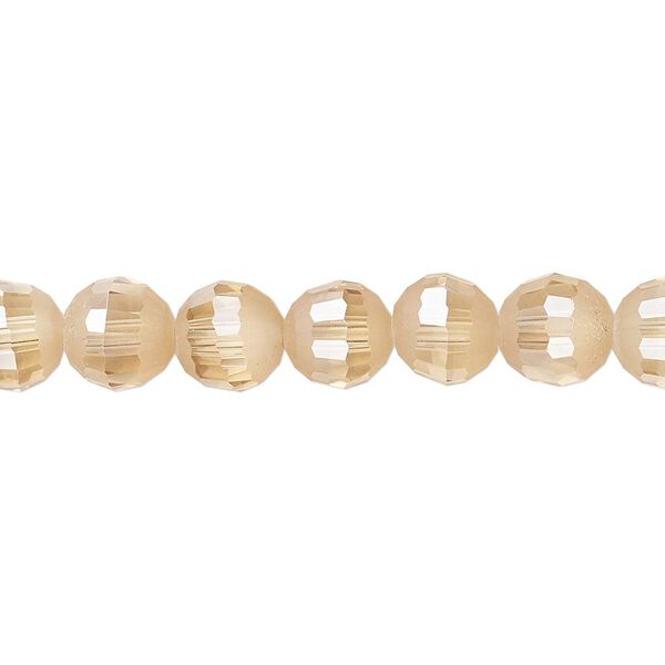 Bead 1pk 96 facets translucent amber peach AB half-matte, Celestial Crystal® 8mm round 8 inch image number 0