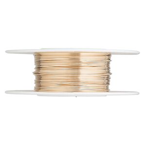 Wire, 12Kt gold-filled, full-hard, round, 24 gauge. Sold per pkg of 5 feet.