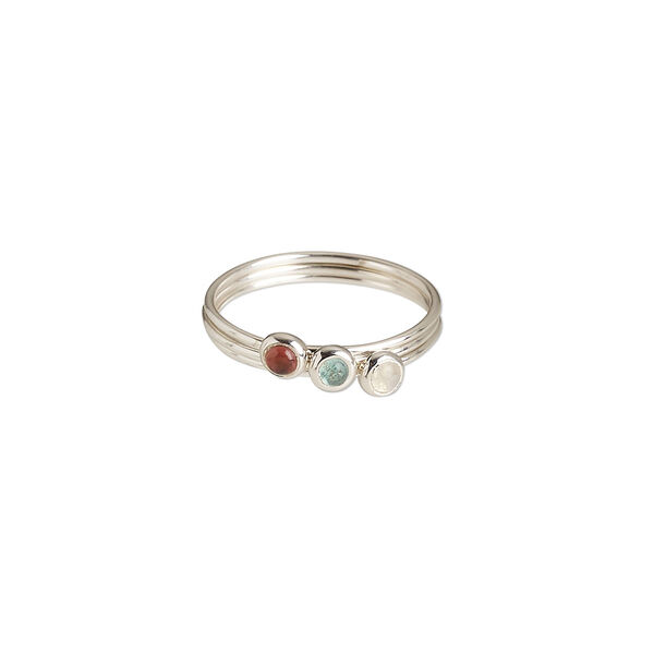 Ring, garnet / apatite / rainbow moonstone (natural) / sterling silver, 4.5mm wide, size 9. Sold per 3-piece set. image number 0