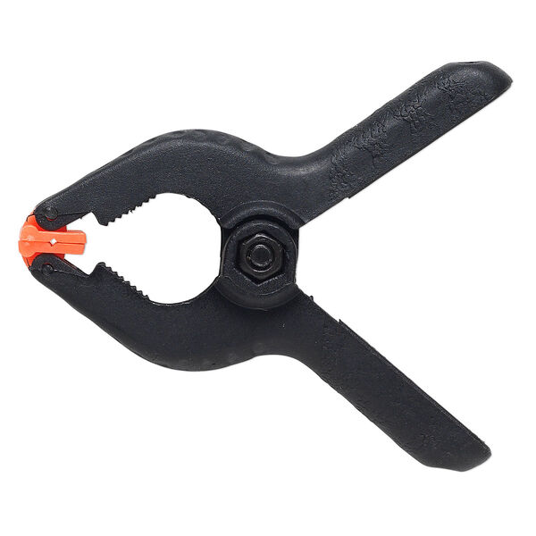Spring clamp, nylon and steel, black and orange, 2-1/2 x 2 inches. Sold per pkg of 16. image number 0