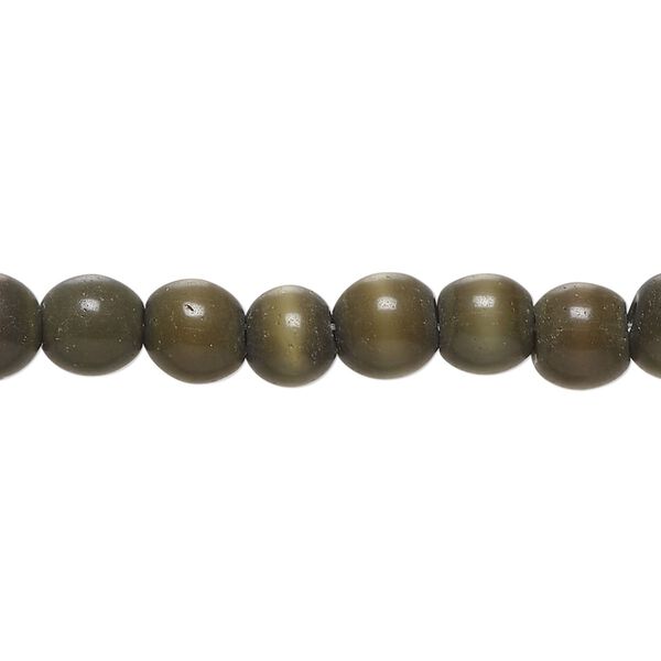 Bead, cat's eye glass (fiber optic glass), dark camo, 6-8mm irregular round. Sold per 14-inch strand, approximately 55 beads. image number 0