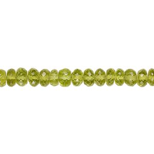 Peridot 1pkg1, hand-cut faceted rondelle bead natural 9 inch 4x2mm-6x4mm