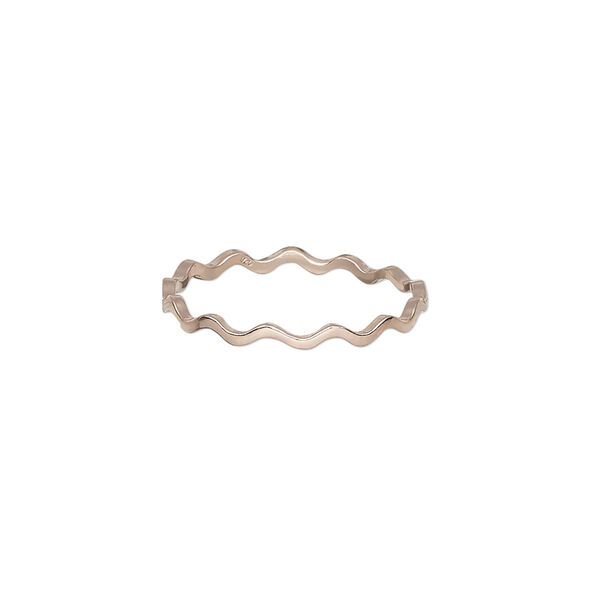 Ring, Create Compliments®, rose gold-plated sterling silver, 2mm wide textured wavy, size 7. Sold individually. image number 0