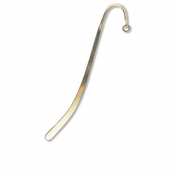 Bookmark, brass, 4-3/4 inch curved hook with 8mm open jump ring. Sold per pkg of 2. image number 0