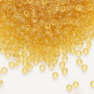 Seed bead, Miyuki, glass, pkg/50g, #8 rocaille, transparent light topaz (RR-132).