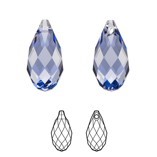 Briolette 6pk tanzanite, Crystal Passions® 17x8.5mm pendant drop 6010 image number 0