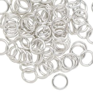 Jump ring, anodized aluminum, silver, 8mm round, 5.4mm inside diameter, 16 gauge. Sold per pkg of 100.