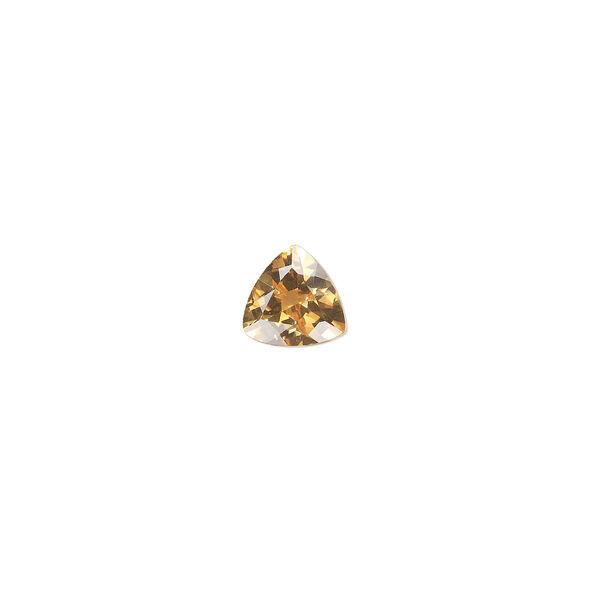 Gem, citrine (heated), 7x7x7mm faceted triangle, A grade, Mohs hardness 7. Sold individually. image number 0