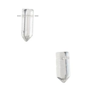 Quartz crystal 1pkg2, hand-cut top-drilled point bead natural 16x5mm-19x6mm