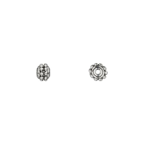 Bead, antiqued "pewter" (zinc-based alloy), 5x4mm fancy rondelle. Sold per pkg of 24. image number 0