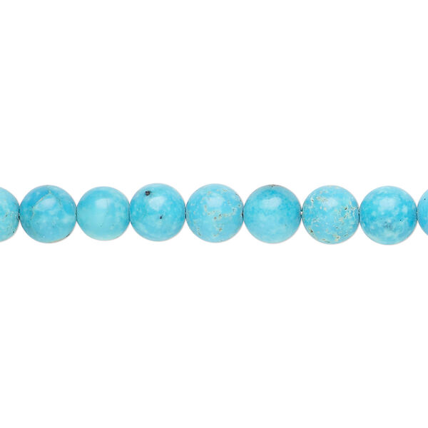 Bead 1pk Kingman turquoise, stabilized, B grade 4.5-6.5mm graduated hand-cut round 15.5-16 inch image number 1