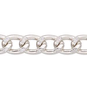 Chain 1pkg1 curb, 10mm, aluminum / anodized silver 5 foot unfinished