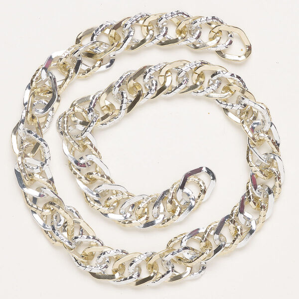 Stainless steel 1pkg1, textured double curb chain / diamond-pattern 20inches gold-finished 15.2mm image number 0