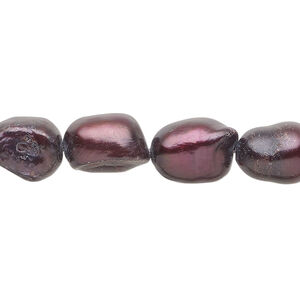 Freshwater pearl 1pkg1, rice, 15 inch dark black cherry 9-10mm cultured