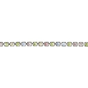 Cupchain, VINTAGE Crystal™, imitation rhodium-plated brass and crystal, multi-pastel, 2.2mm round. Sold per pkg of 1 meter.
