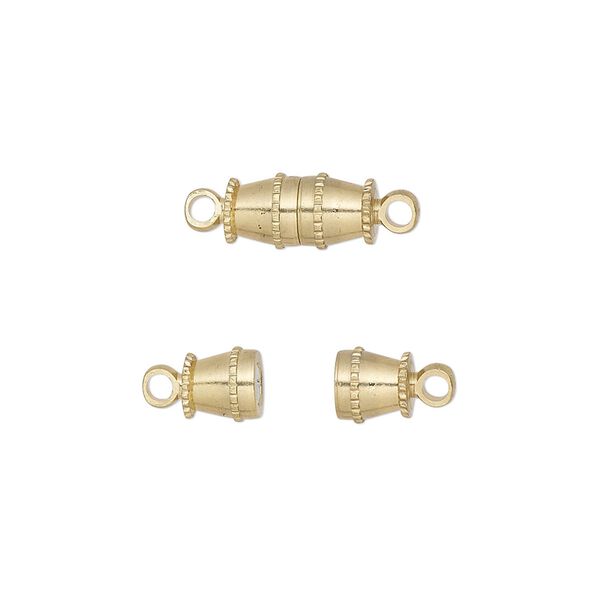 Clasp, magnetic, gold-finished brass, 11x5mm double cone. Sold per pkg of 10. image number 0