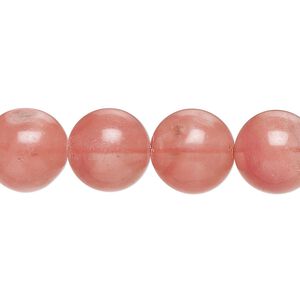 Bead, cherry "quartz" glass, 12mm round with 0.6-0.8mm hole. Sold per 15-inch strand.