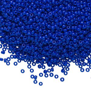 Seed bead, Miyuki, glass, pkg/250g, #11 rocaille, opaque cobalt, (RR-414).