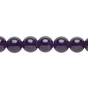 Amethyst 1pkg1, round bead natural 15.5-16 inch 8mm