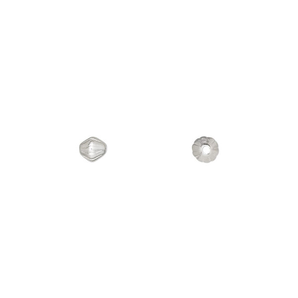Bead, silver-plated brass, 4mm corrugated double cone. Sold per pkg of 100. image number 0