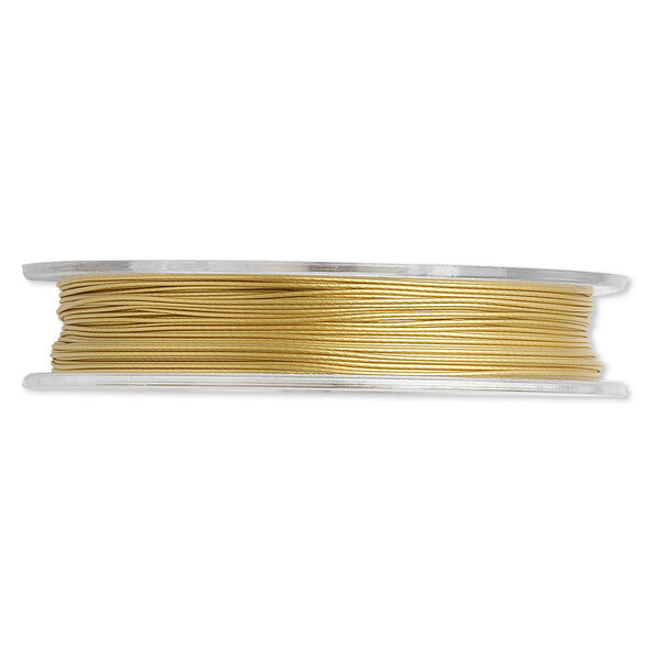 Beading wire, Tigertail™, nylon-coated stainless steel, gold, 3 strand, 0.015-inch diameter. Sold per 30-foot spool. image number 0