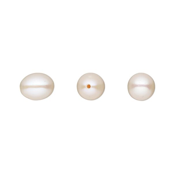 Pearl, White Lotus™, cultured freshwater (bleached), white, 8x6mm-9x7mm half-drilled teardrop, B grade, Mohs hardness 2-1/2 to 4. Sold per pair. image number 0