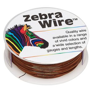 Wire, Zebra Wire™, color-coated copper, brown, round, 26 gauge. Sold per 1/4-pound spool, approximately 115 yards.