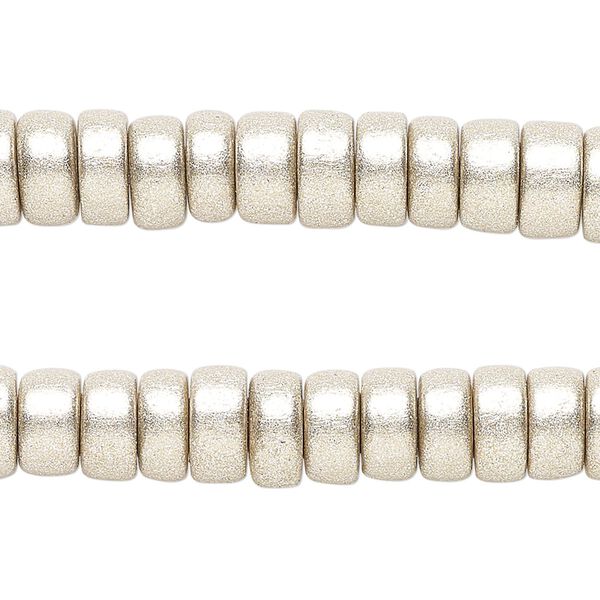 Taiwanese cheesewood 1pkg2, hand-cut painted rondelle bead 15.5-16 inch metallic platinum 8x4mm image number 0