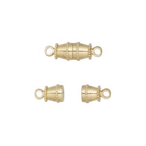 Clasp magnetic 1pkg100, 11x5mm double cone, gold-finished brass 1-strand