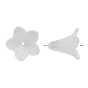 Component, acrylic, frosted clear, 22x22mm flower. Sold per pkg of 25.